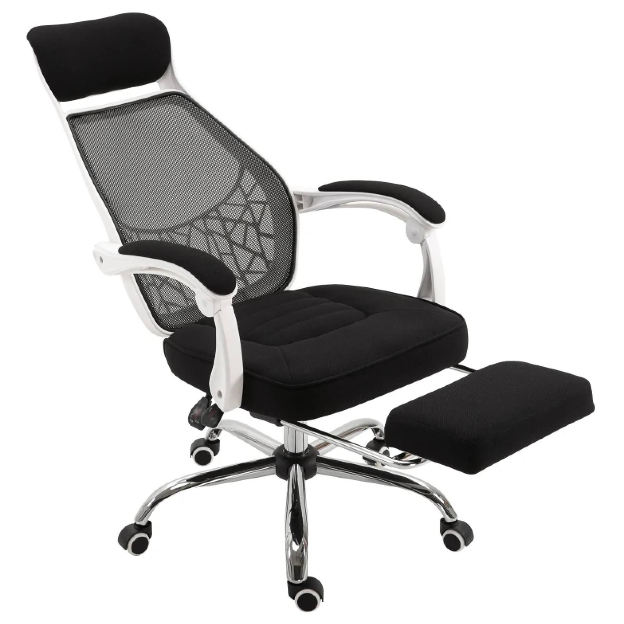 Angle. GOODSILO - Ergonomic High-Back Mesh Office Chair with Adjustable Lumbar Support and Retractable Footrest - Black+White.