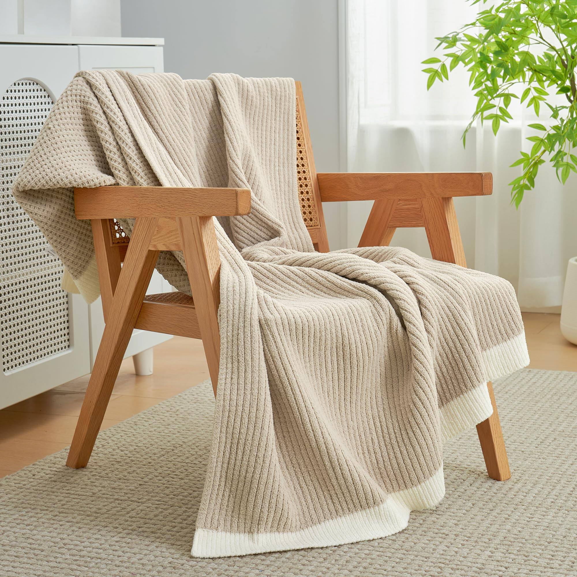 Alt View 2. Paradigms Interiors - Waffle Throw Blanket For Couch Soft Cozy Chenille Knit Warm Decorative Sofa 50 x60 Beige Please Note Theche... - Variegated Grey-Twin(60" x 80").