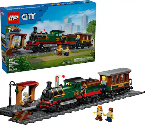 LEGO CITY 7+ 60511 Vintage Train Steam 575 pcs/pzs - CHOKING HAZARD WARNING: Small parts. Not for children under 3 years.