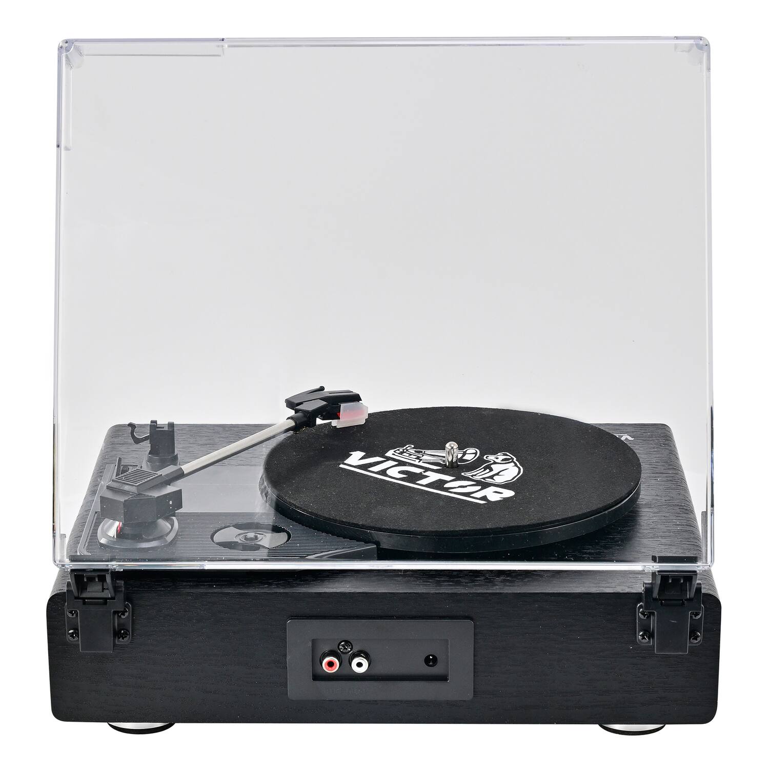 Alt View 7. Victor - Amherst All-in-One 3-Speed Turntable with AudioStream, Dual Bluetooth 6.0, Stereo Speakers, USB MP3 Playback, RCA Out - Black.