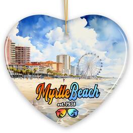 OrnamentallyYou - Classic Myrtle Beach Artistic Handcrafted Christmas Ornament South Carolina Souvenir Decor Heart - Multi-colored