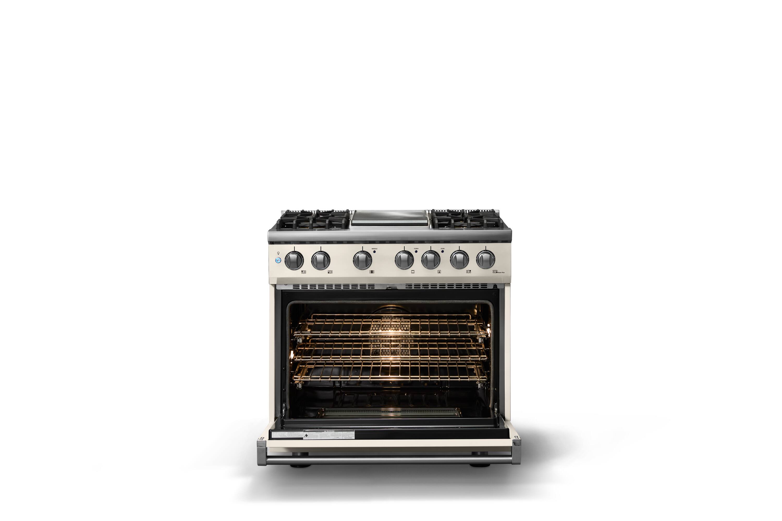Alt View 2. Viking - 36"W. 4 Burner Pro 5 Series 5.6 Cu. Ft. Freestanding Sealed LP Dual Fuel Convection Range/Griddle - Pure White - Pure White.