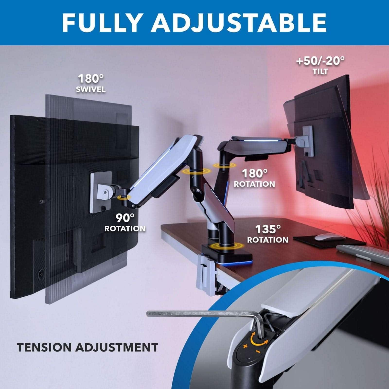 Mount-It! Heavy Duty Dual Monitor Arm For Screens Up To 35" - Thumbnail 3