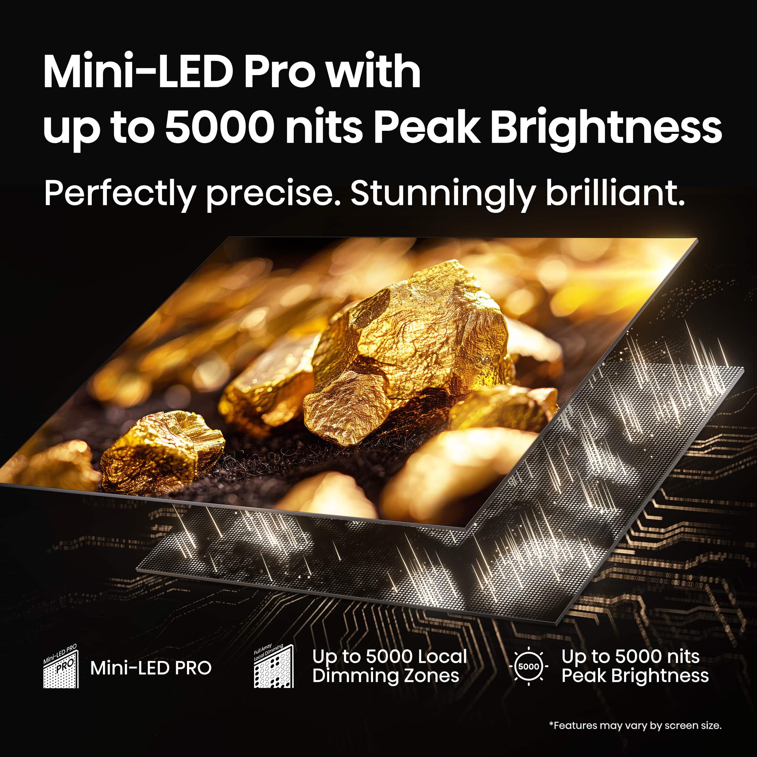 Mini-LED Pro with up to 5000 nits Peak Brightness: Perfectly precise. Stunningly brilliant.