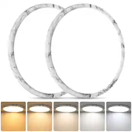 Nordic Hygge - 12-Inch LED Flush Mount Ceiling Light Fixture 24W 3200LM Super Slim Dimmable in Marble (2 Pack)