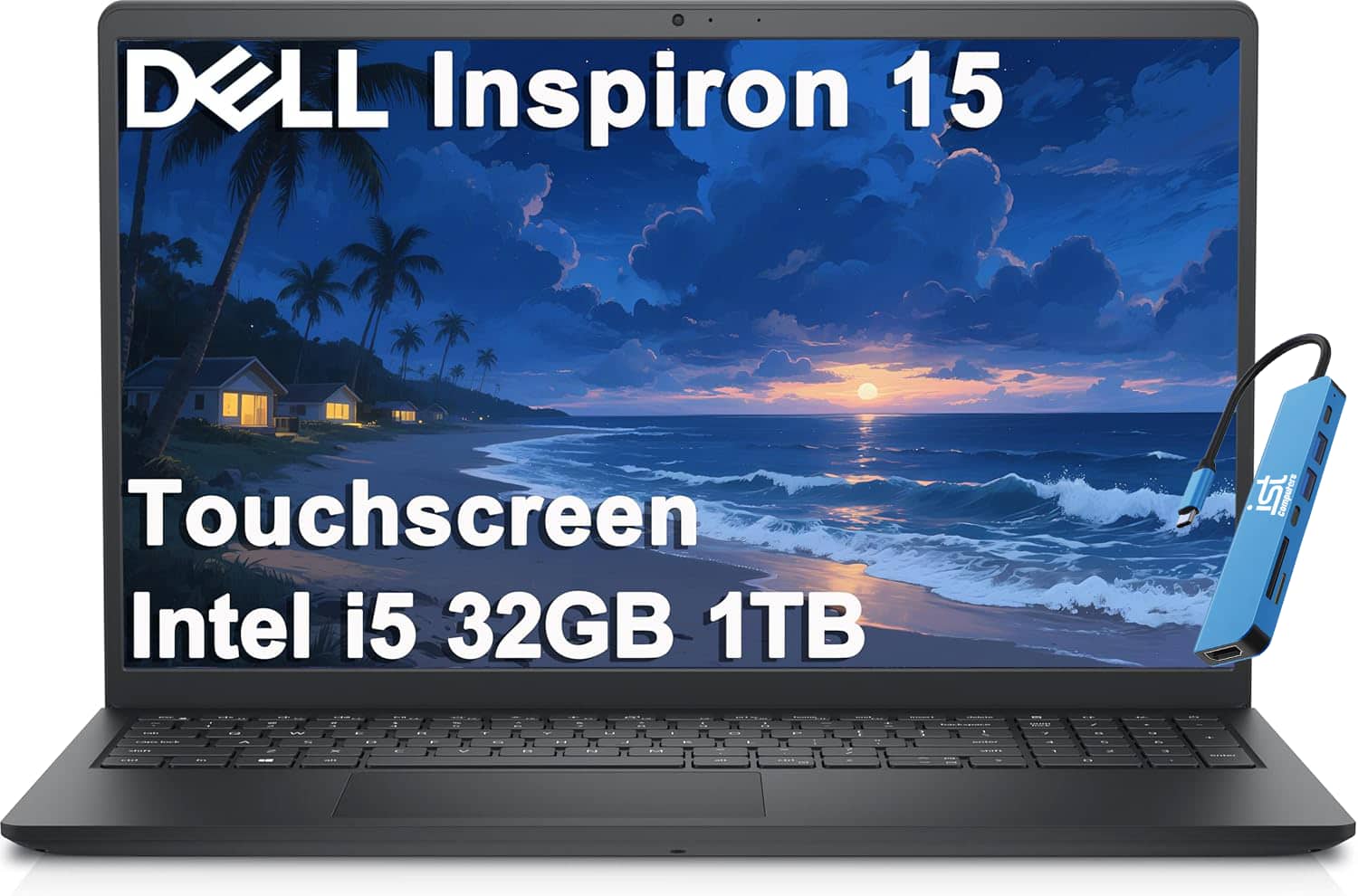 Dell - Inspiron 15 3520 15.6" FHD Touchscreen Laptop - Intel Core i5 with 32GB Memory - 1TB SSD - Numeric Keypad - Windows 11 - Carbon Black