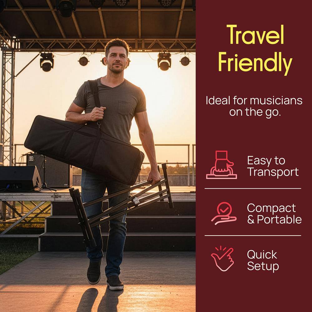 Travel Friendly  
Ideal for musicians on the go.  

- Easy to Transport  
- Compact & Portable  
- Quick Setup
