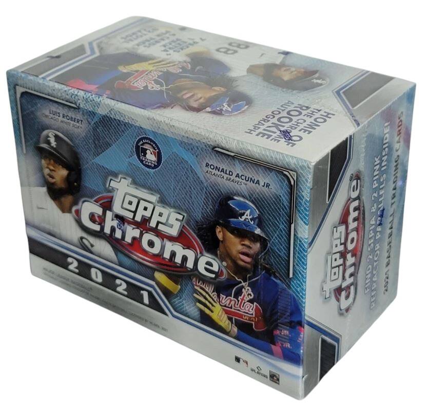 Topps Chrome 2021  
Inside:  
- 88 LUTS  
- 2 THE ROBERT  
- HOME ELELURID  
- CHROME WE OF INSIDE!  
- CARDS TRADING CARS  
- RONALD ACUNA JR.  
- ATLANTA BRAVES  
- 2 1OpPS SEPIA & PAWALLELS  
- Chrome Topps Chrome 2 BASEBALL 2021  
- FIND REFRACTOR 2021  
- Luis Robert  
- Ronald Acuna Jr.  
- The Home of the Chicago White Sox  
- The Home of the Atlanta Braves  
- Topps Chrome: Find Refractors or Base Ball Cards  
- 2021 Baseball Season