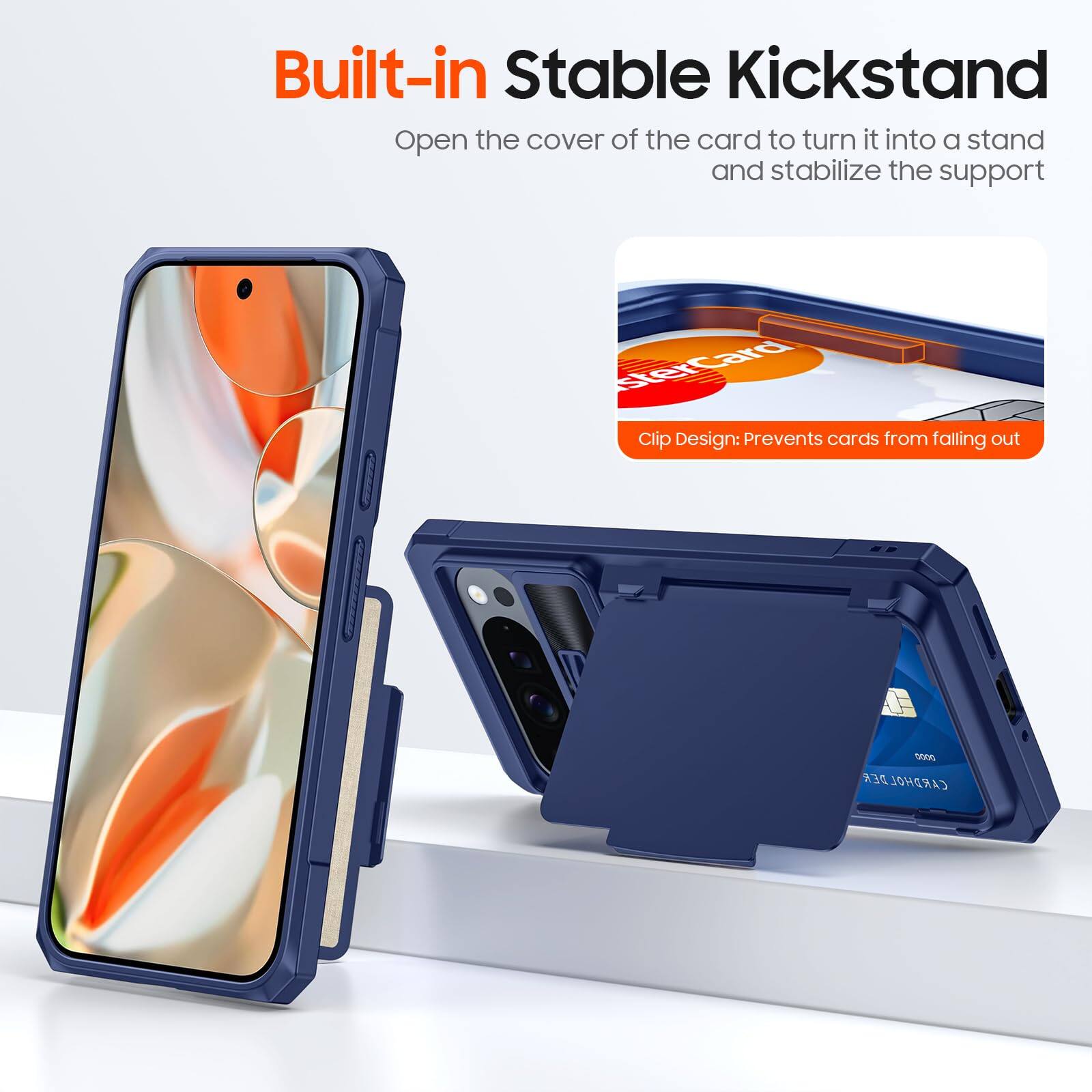 Alt View 2. Jadie Link - Cenmaso Pixel Pro Case Card Holder Cards Sliding Camera Cover Kickstandrfid Blocking Drop Protection Tpu Edge Wallet - Black+Dual Kickstand-Pixel 10 Pro Fold Case.