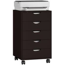 Homcom - 5 Drawer File Cabinet Storage Organizer Filing Cabinet with Nordic Minimalist Modern Style & Wheels
