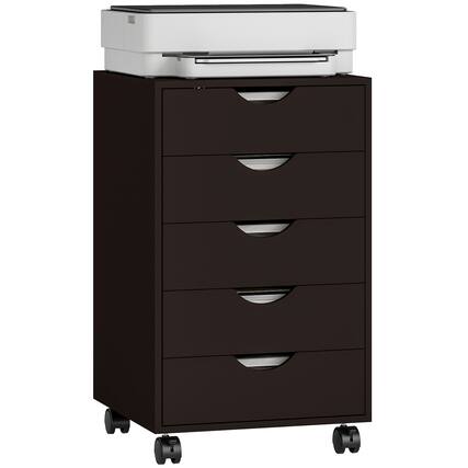 Front. Homcom - 5 Drawer File Cabinet Storage Organizer Filing Cabinet with Nordic Minimalist Modern Style & Wheels.