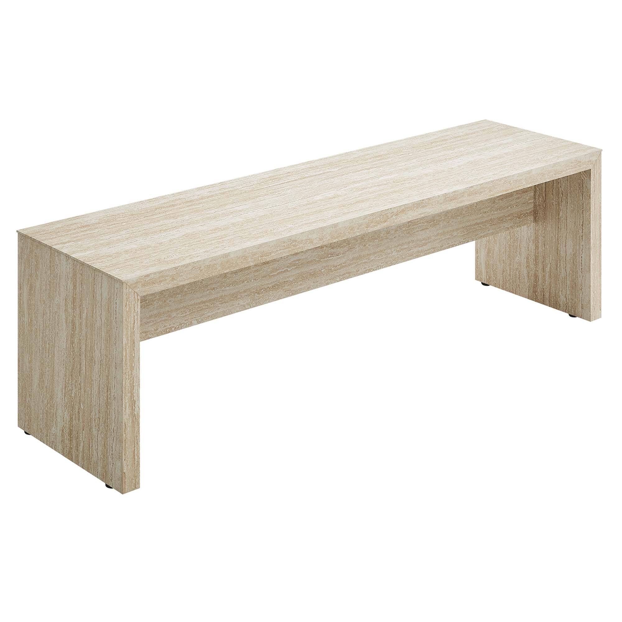 Front. Modway - Mirella 62" Faux Travertine Long Bench by Modway - Brown.
