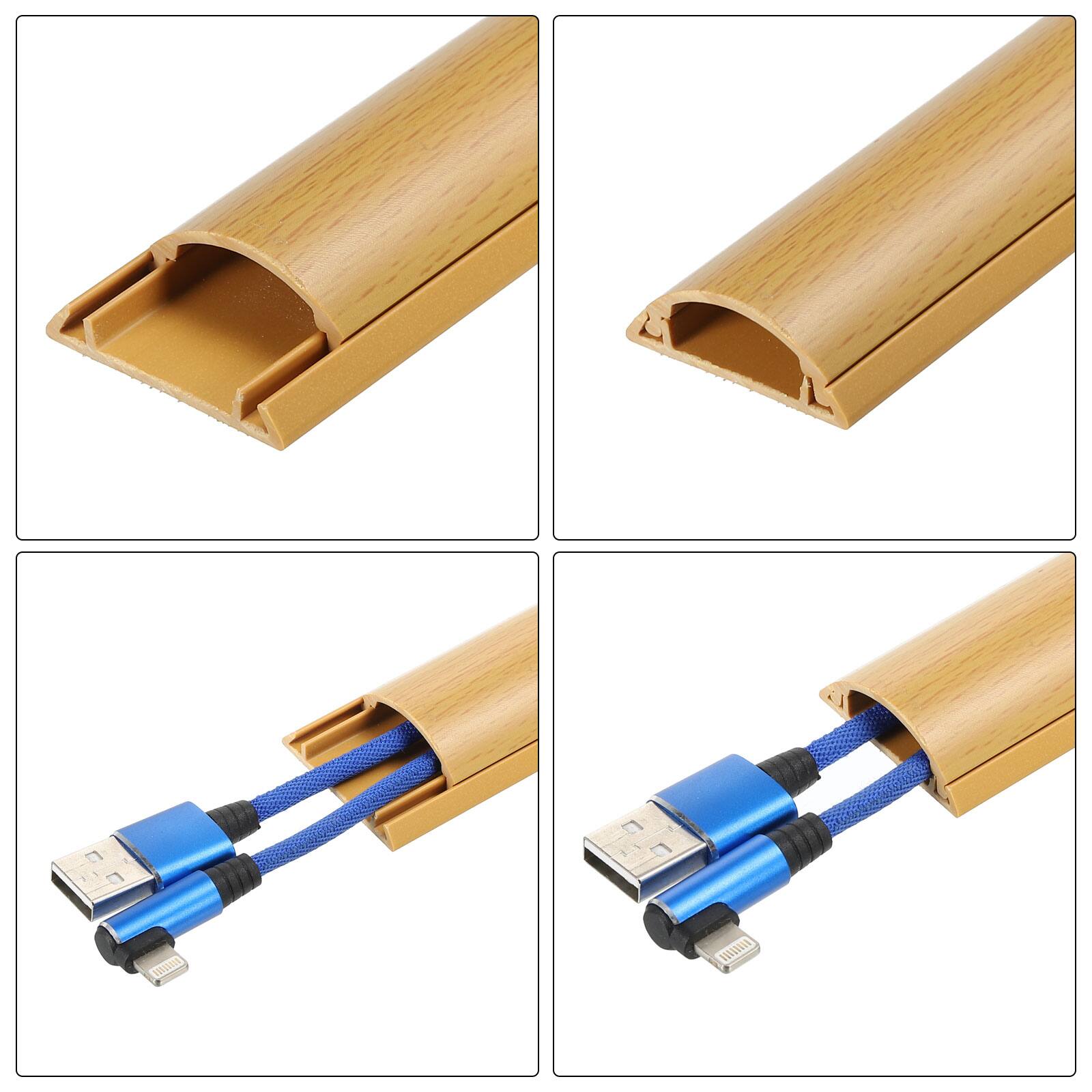 Alt View 2. Unique Bargains - Floor/Wall Cable Raceway Cord Cover 39"Lx1.2"Wx0.4"H Cord Hider Channel Self-Adhesive Wood Grain - Wood.