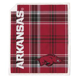 Pegasus - Arkansas Razorbacks 50" x 60" Playmaker Plaid Ultra Cozy Sherpa Throw - Multicolor