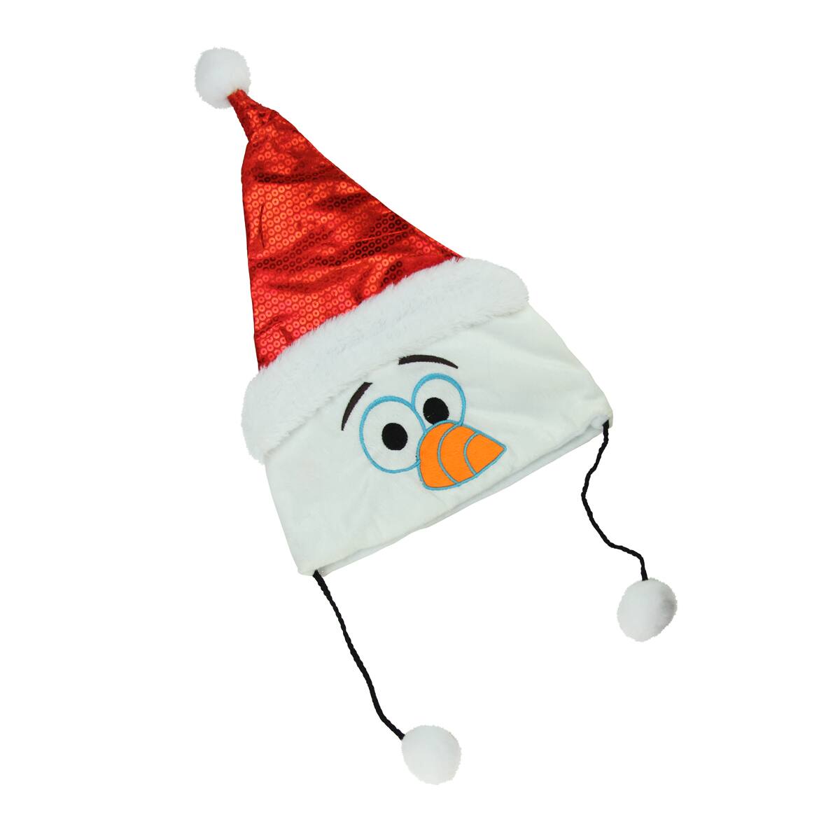 Front. Disney - Red and White Frozen Olaf Santa Claus Unisex Child Christmas Hat Costume Accessory - Medium - Red.