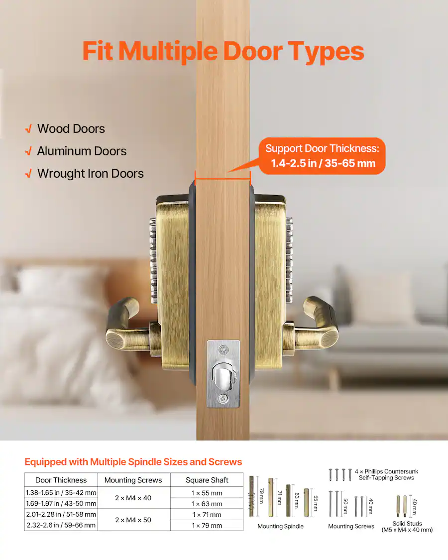 Keyad Lock VEVOR Mechanical Keyless Entry Door Lock, 14 Key Mechanical Door Lock ...