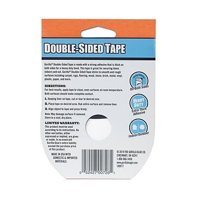 **DOUBLE-SIDED TAPE**

Corila* Tape is made with a strong adhesive that is thick on both sides for heavy-duty bonding. This tape is great for indoor and outdoor use. Corila* Tape sticks to a variety of surfaces including carpet, flooring, wood, brick, vinyl, paper, and more.

**DIRECTIONS:**
1. For best results, apply tape to clean, even surfaces at room temperature.
2. Both surfaces should make complete contact.
3. Place tape on desired area.
4. Rub entire surface and remove liner.
5. Align object to tape and press firmly.
6. Heavy-duty tape may damage surfaces if removed.

**HEAVY DUTY**
Extra Thick
Extra Adhesive

**LIMITED WARRANTY:**
This product is guaranteed to be free from defects in materials and workmanship. If you are not satisfied with this product, return it within 30 days for a full refund or exchange. This product is not to be used for any other purpose than as described. The Corila Glue Co. will not be responsible for any damage or injury caused by misuse or improper use. The warranty does not cover damage caused by normal wear and tear, misuse, or accidents. The warranty is void if the