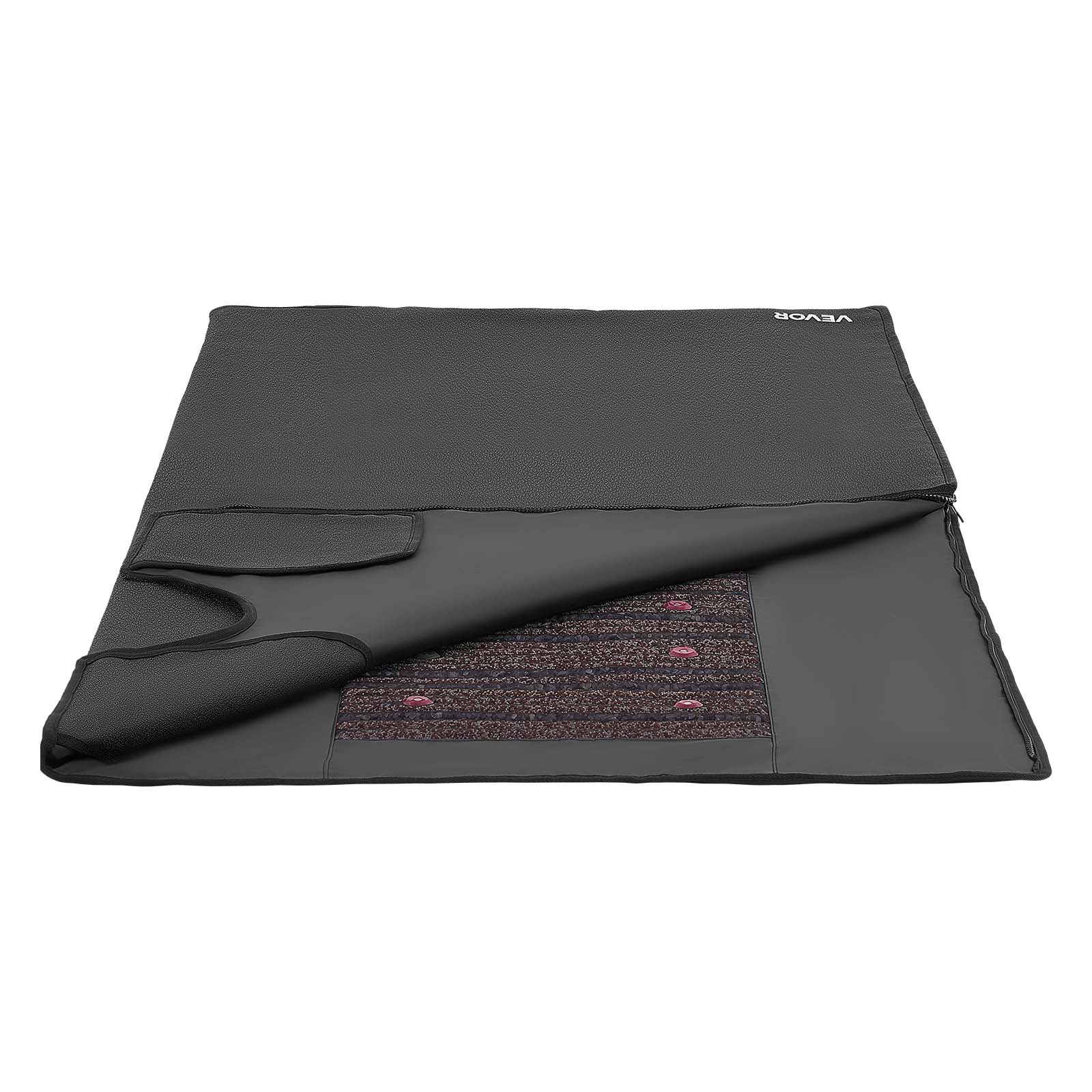 Alt View 5. VEVOR - Infrared Sauna Blanket with Mineral Stones, 73 x 35 in Sauna Bag, Zero EMF, Portable for Home Detox and Relaxation - Black.