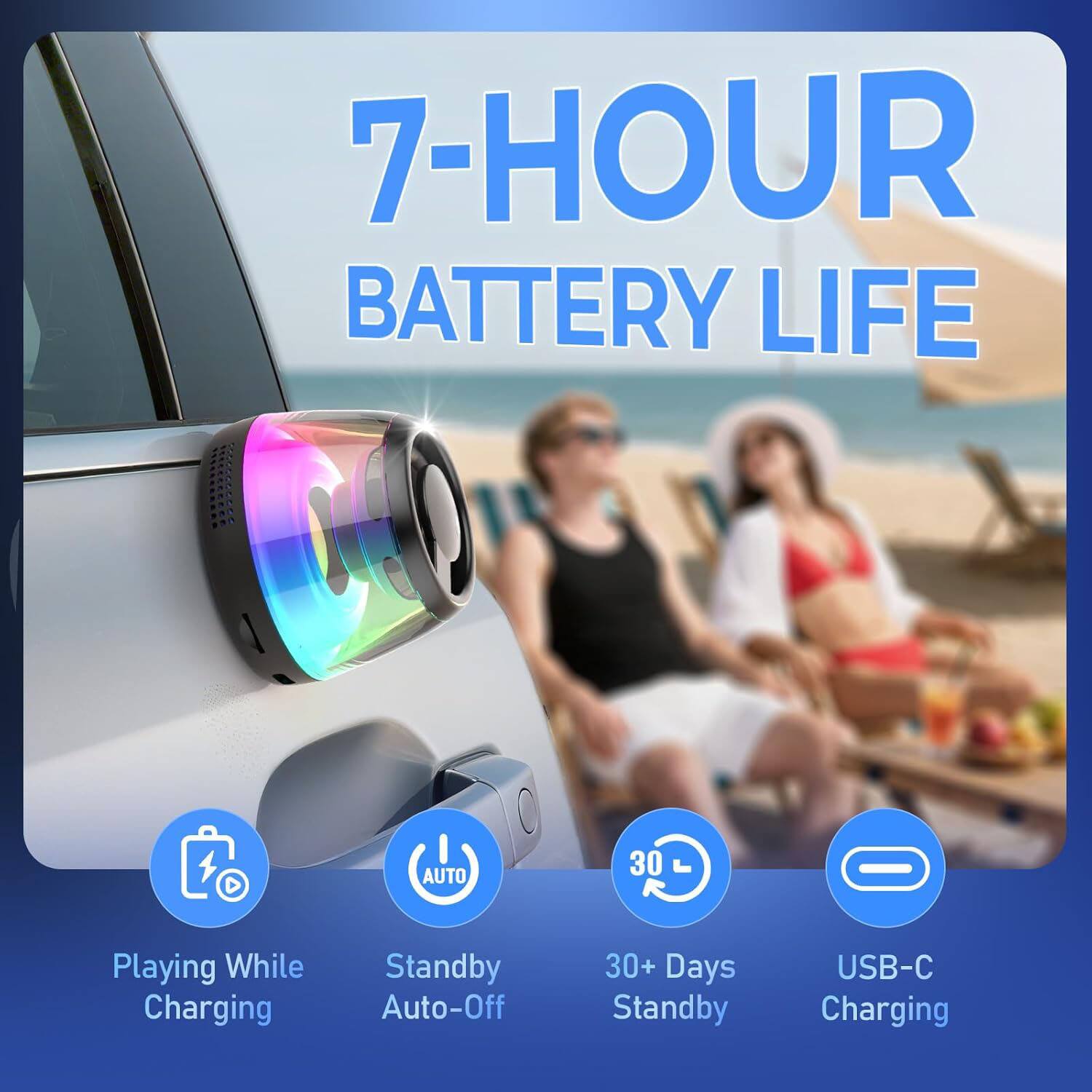7-HOUR BATTERY LIFE

- Playing While Charging
- Standby Auto-Off
- 30+ Days Standby
- USB-C Charging