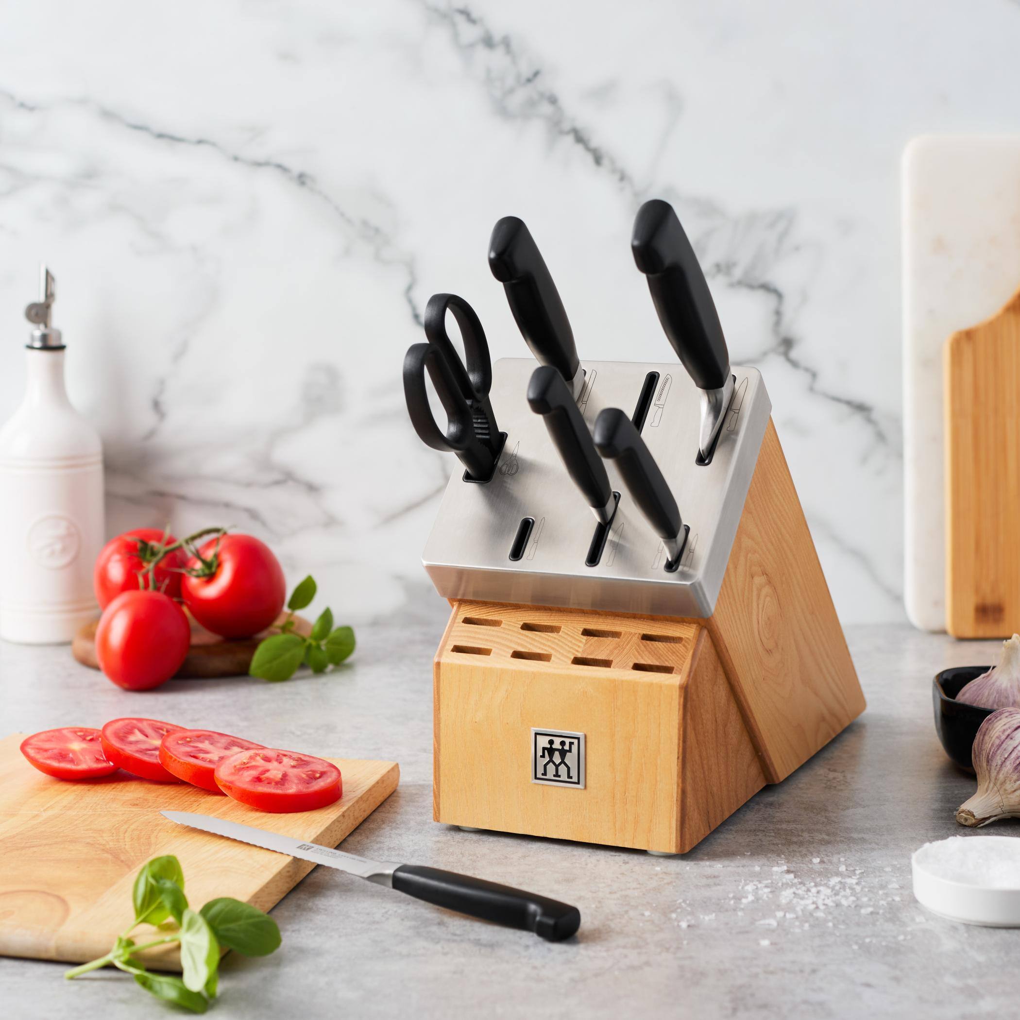 Alt View 3. ZWILLING - ZWILLING Four Star 7-pc Self-Sharpening Knife Block Set - Light Wood Block - Light Brown.