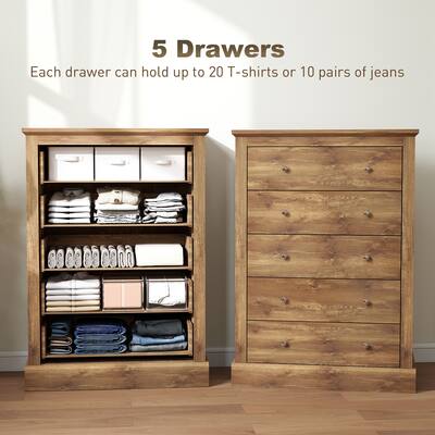 Homcom Dresser for Bedroom with 5 Drawers, 31" Wide Farmhouse Chest of Drawers with Wood Top, Anti Tip Kit Brown 83D-028V80BN - Best Buy Homcom Dresser for Bedroom with 5 Drawers, 31" Wide Farmhouse Chest of Drawers with Wood Top, Anti Tip Kit Brown 83D-028V80BN - Best Buy