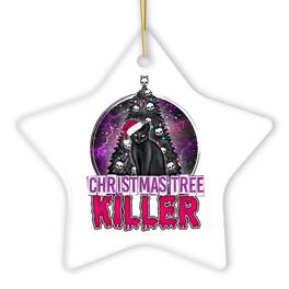 OrnamentallyYou - Black Cat Christmas Tree Killer Funny Emo Ornament Spooky and Creepy Holiday Decor - Multi-colored
