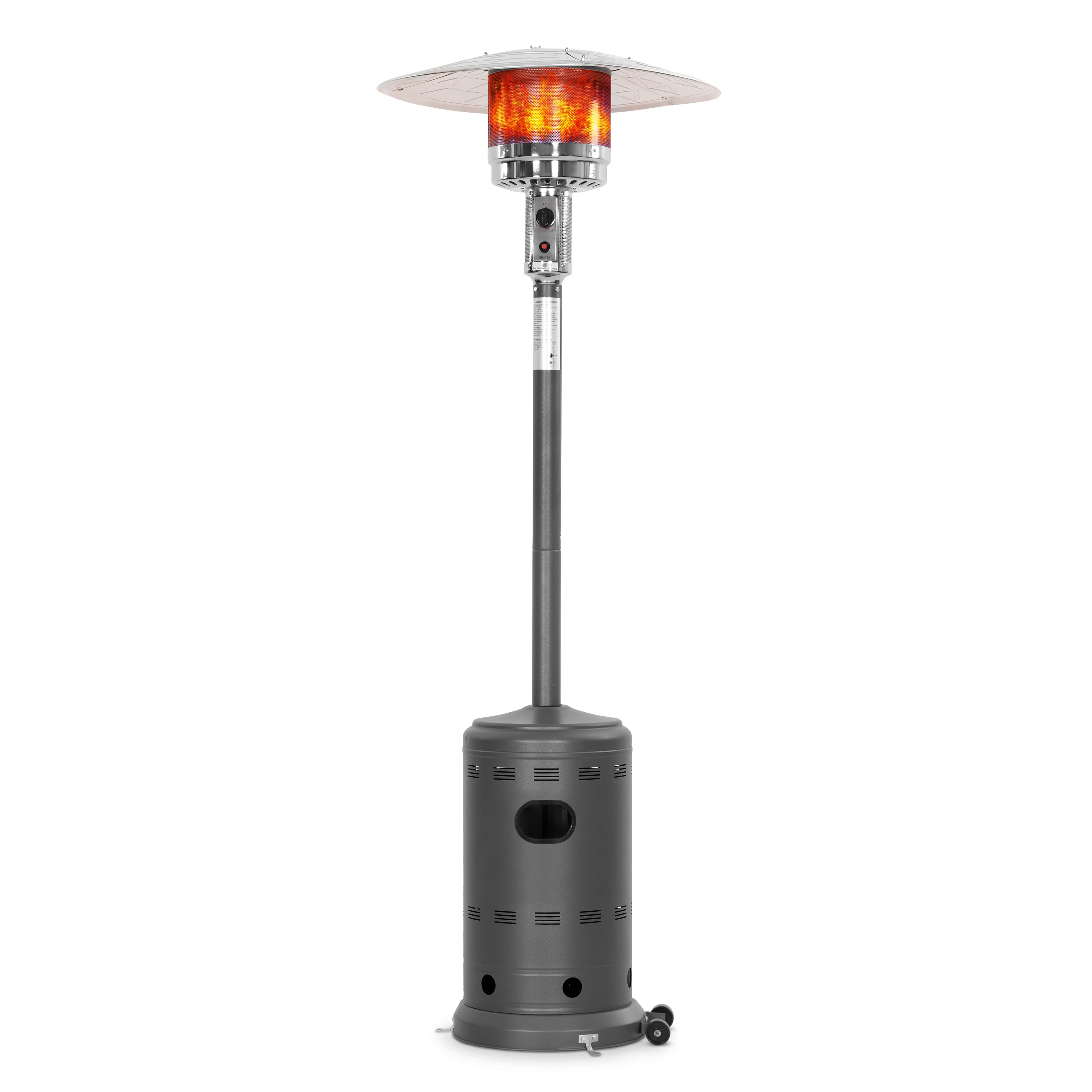 Nuu Garden - Metal Sparkling Gray Outdoor Heater with Wheels, ETL Certified