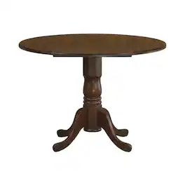 FurniFact - Solid Wood Round Drop-Leaf Kitchen Table & Chairs 5-Piece Set - Espresso