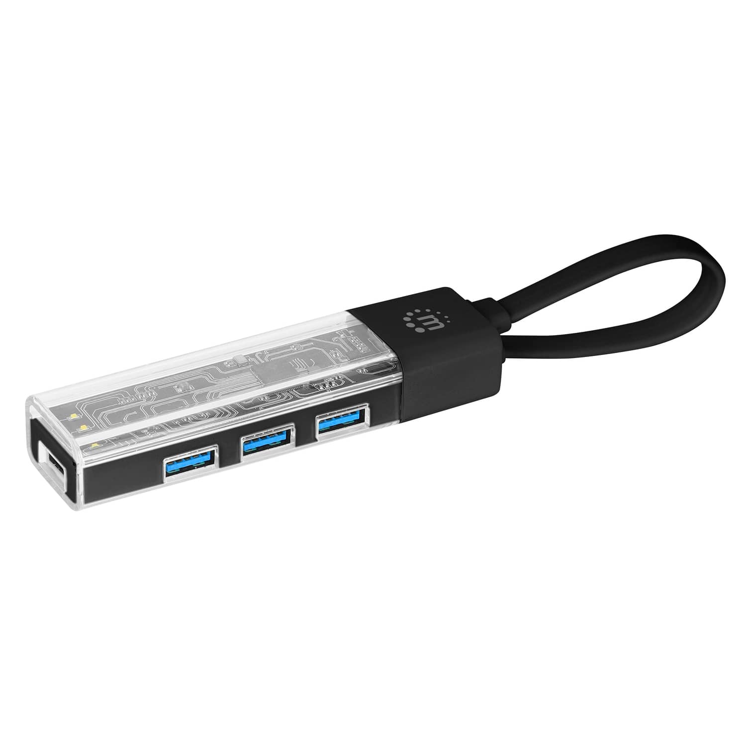 Manhattan - Transparent 4-Port USB 3.0 USB-C/USB-A Combo Hub