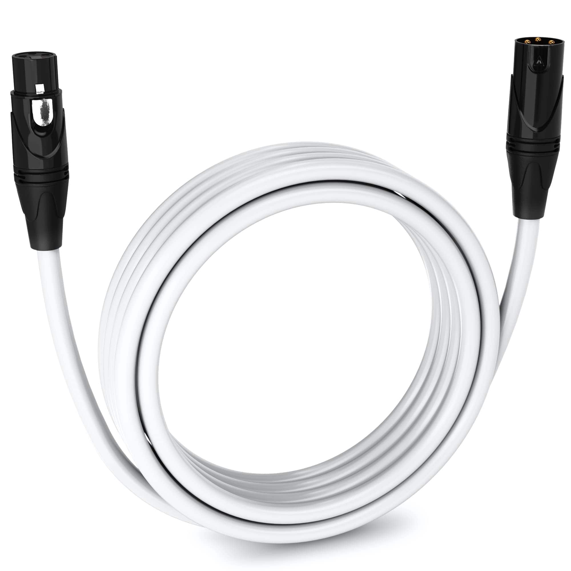 Front. Lyxpro - 15 ft Balanced XLR Cable, Male to Female, 3 Pin Microphone Cable - White.