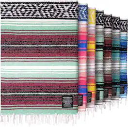 Zulay Kitchen - Large Mexican Blanket 70x50 Authentic Woven Throw - Miami Vice
