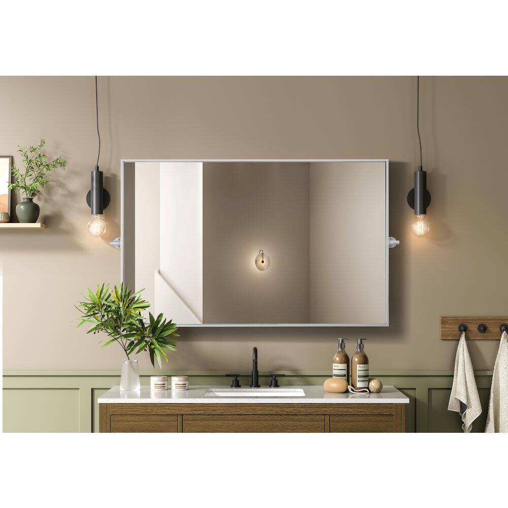 Alt View 8. Elegant Kitchen and Bath - Amoura 48X30 Pivot Mirror In Silver - Silver.