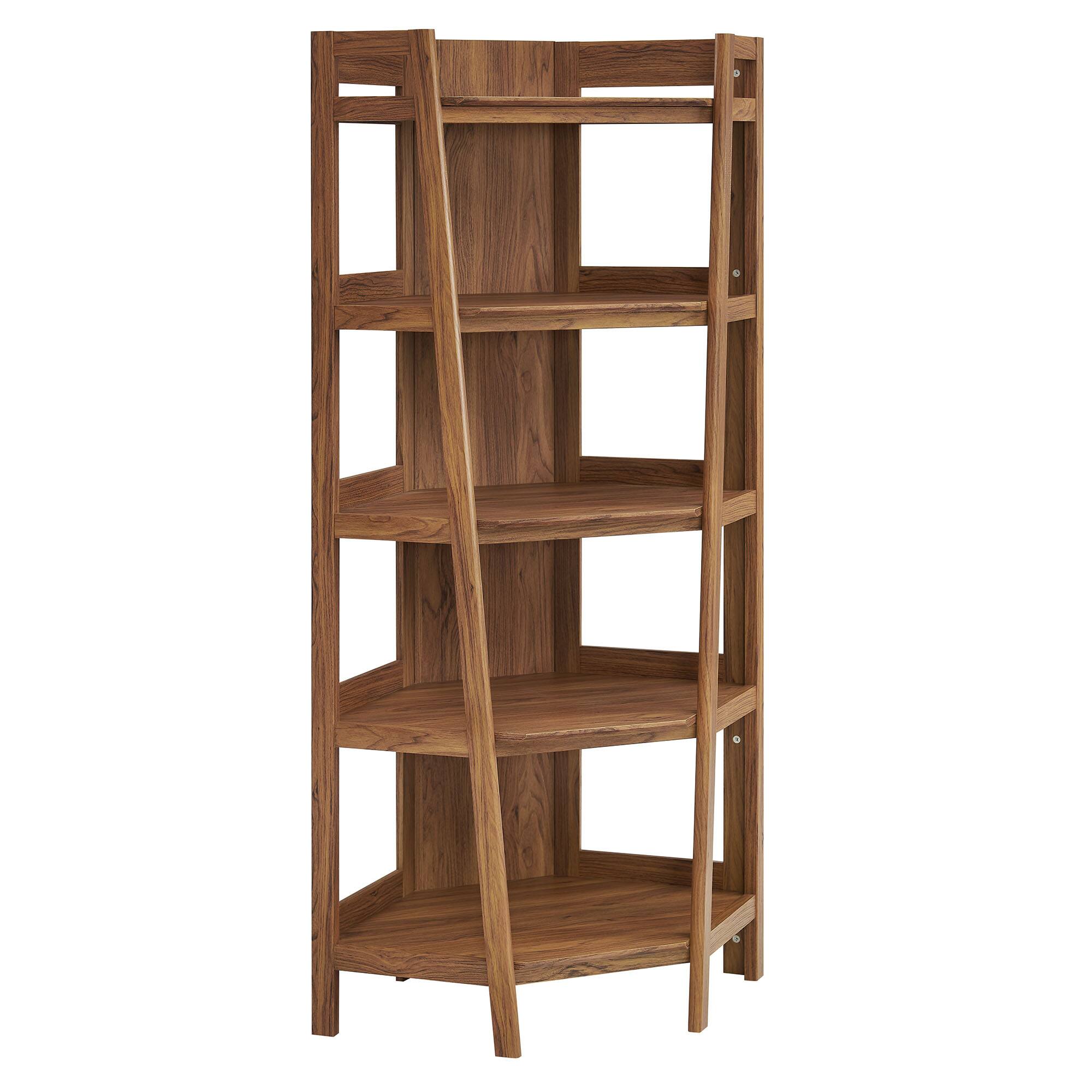 Angle. Modway - Bixby 71 Inch Corner Bookshelf by Modway - Walnut.