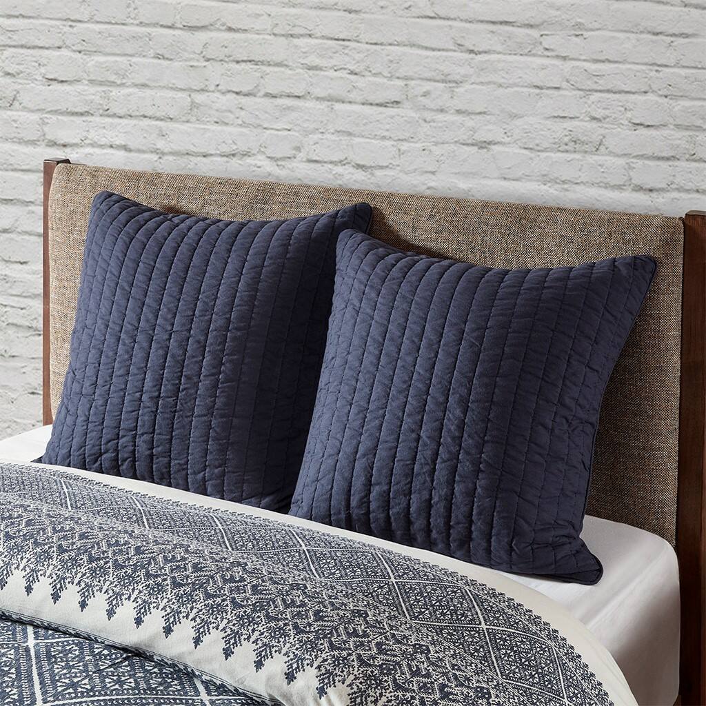 Alt View 1. Gracie Mills - Gracie Mills Johnny Farmhouse Chic Cotton Quilted Euro Sham - Navy.
