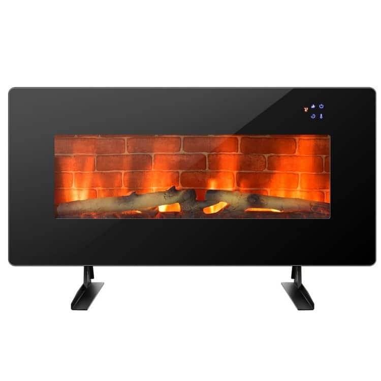 Hivvago- 36 in Electric Wall Mounted/Freestanding Fireplace w/ Remote Control- Black