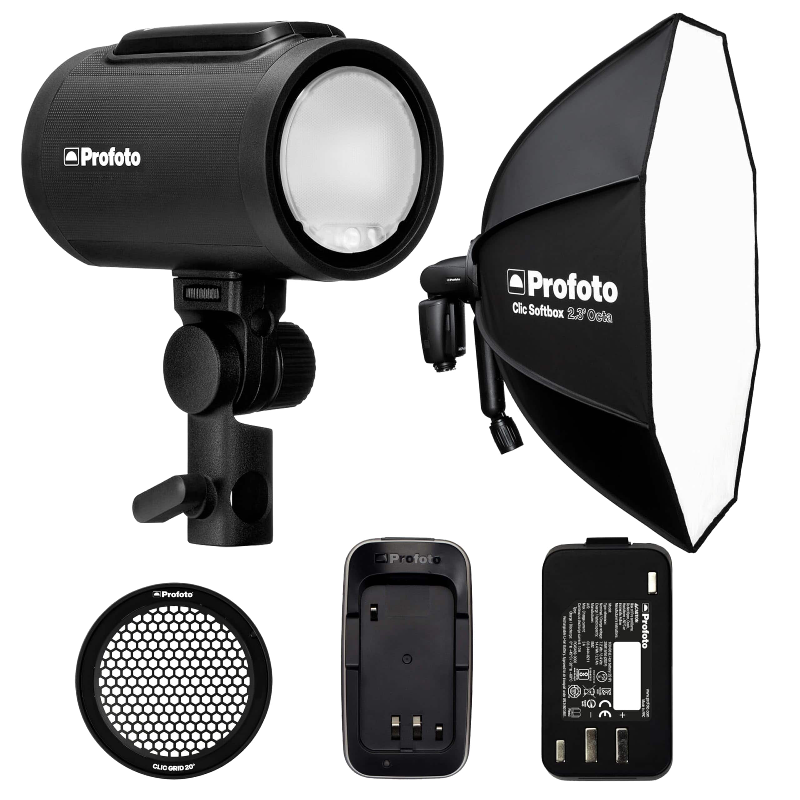Profoto - A2 Monolight Professional Lighting Bundle with Softbox 2.3 Octa and Grid