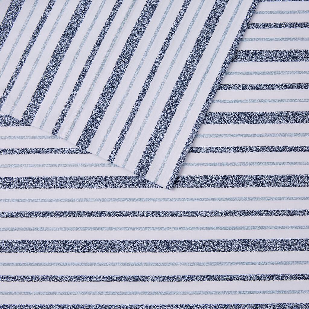 Gracie Mills - Esme Breathable Printed Cotton Percale Sheet Set - Blue Stripe - Thumbnail 5