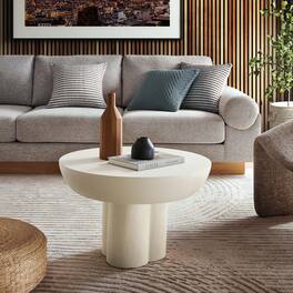 Caspian Round Concrete Coffee Table by Modway - White