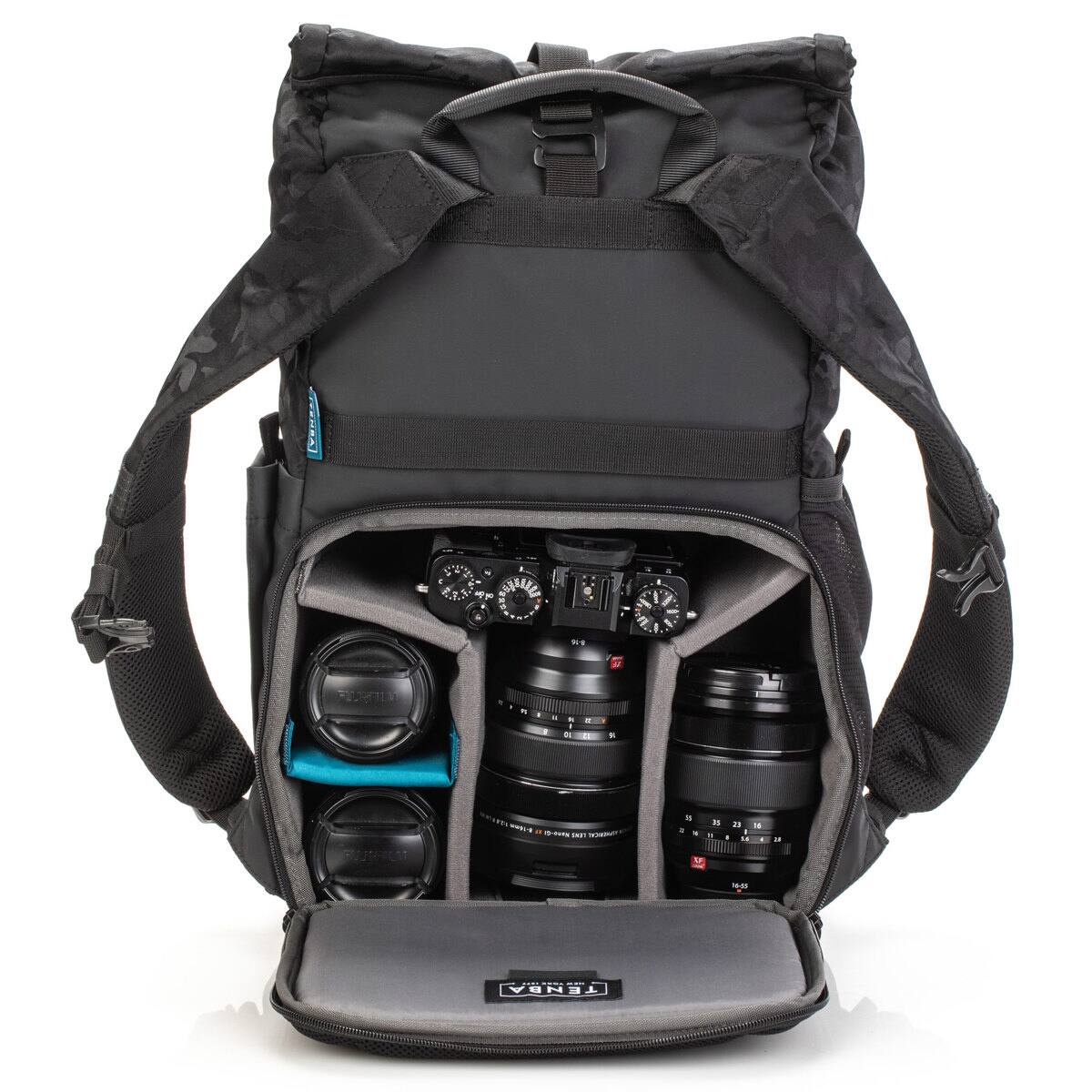 Alt View 7. Tenba - Tenba Fulton V2 14L Backpack for Mirrorless or DSLR Camera with 3-4 Lenses and 13" Laptop, Black/Black Camo.
