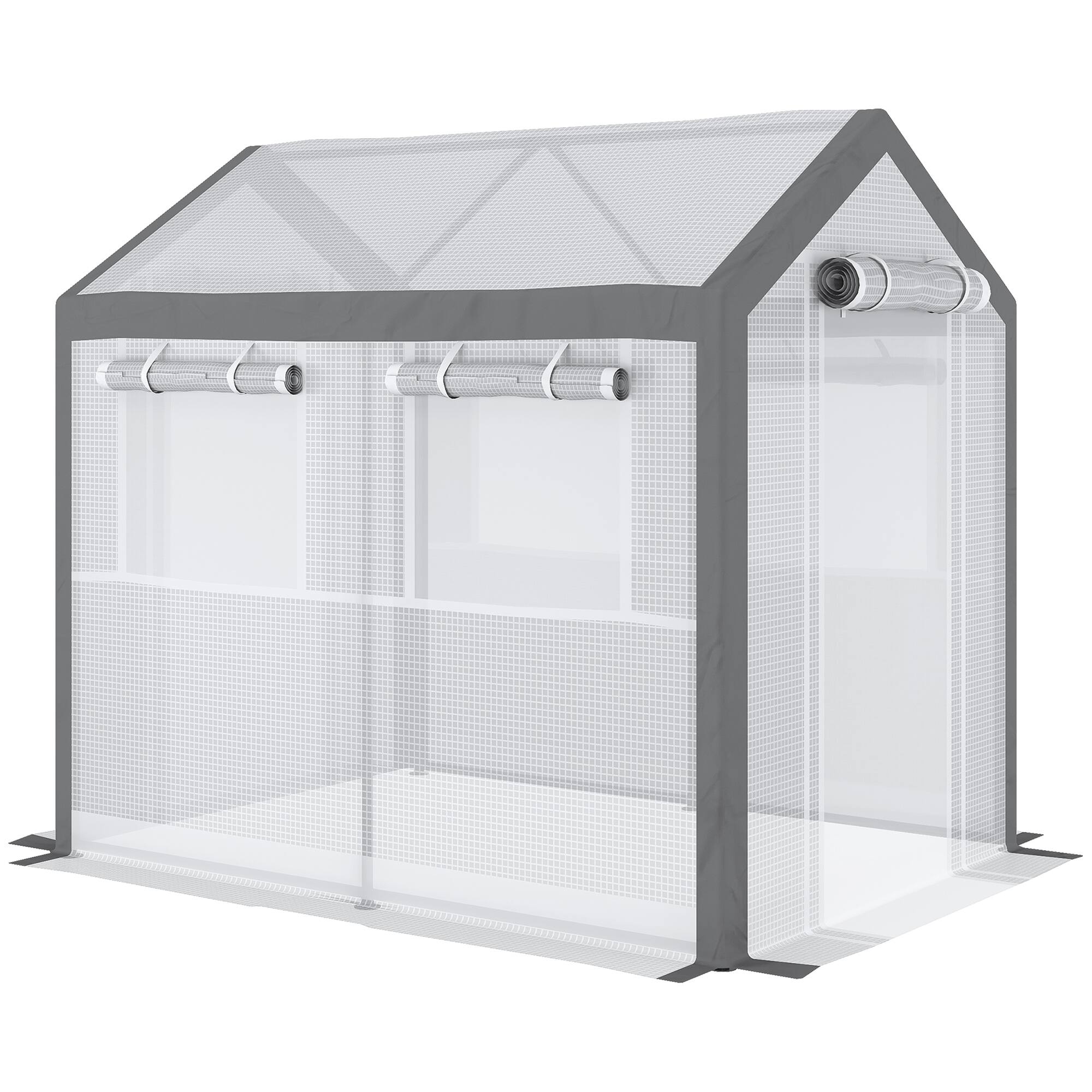 Front. TinyHomie - 8 x 6 x 7.5FT Walk-In Greenhouse Outdoor Gardening Canopy with 6 Roll-up Windows 2 Zippered Doors and Weather Cover.