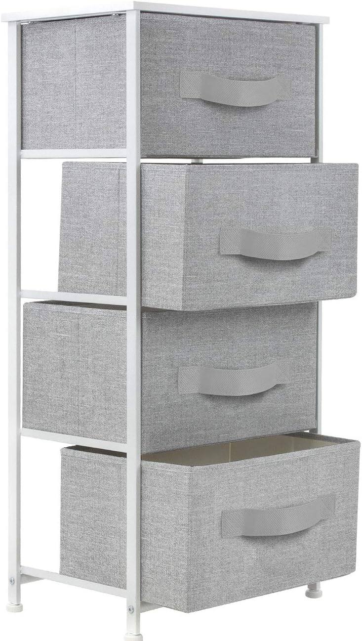 Alt View 4. Sorbus - Sorbus Nightstand with 4 Drawers, Bedside Furniture & Night Stand Dresser with Steel Frame, Wood Top, Fabric Bins - White.