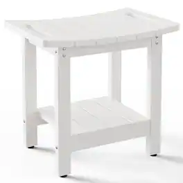JETRANSPORT - Shower Benches For Inside Stool With Space-efficient Storage Shelf Waterproof Chair Seat Spa Bathroom(brown) - White