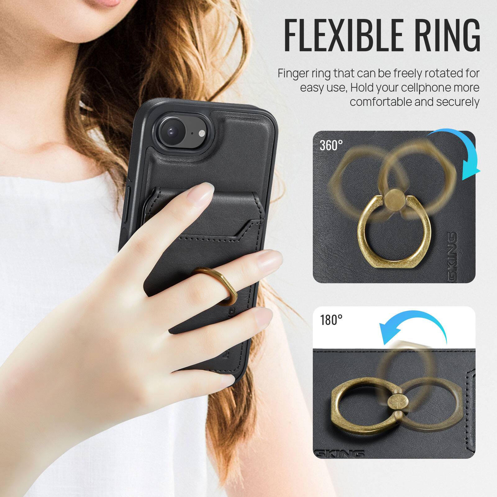 FLEXIBLE RING

Finger ring that can be freely rotated for easy use, Hold your cellphone more comfortable and securely

360°

180°