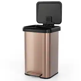 SlickBlue - Stainless Steel Step Trash Can – Soft Close Lid, Sleek Design for Kitchen - Golden