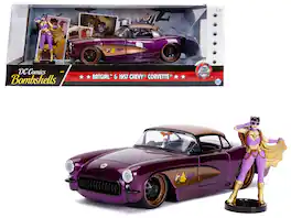 Jada - 1957 Chevrolet Corvette with Batgirl Diecast Figurine "DC Comics Bombshells" Series 1/24 - Purple