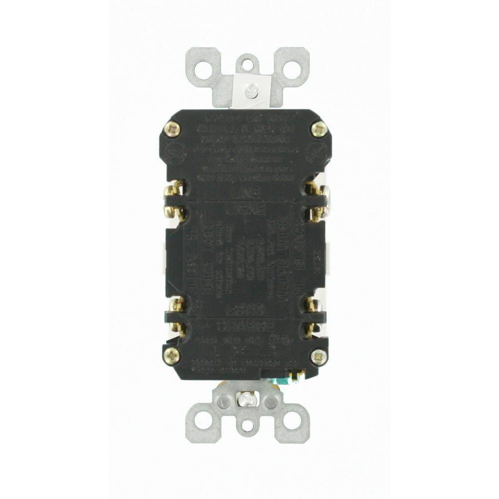 Back. Leviton - Self-Test SmartlockPro Slim GFCI Non-Tamper-Resistant Receptacle, 15-Amp, 3-Pack, GFNT1-3W - White.