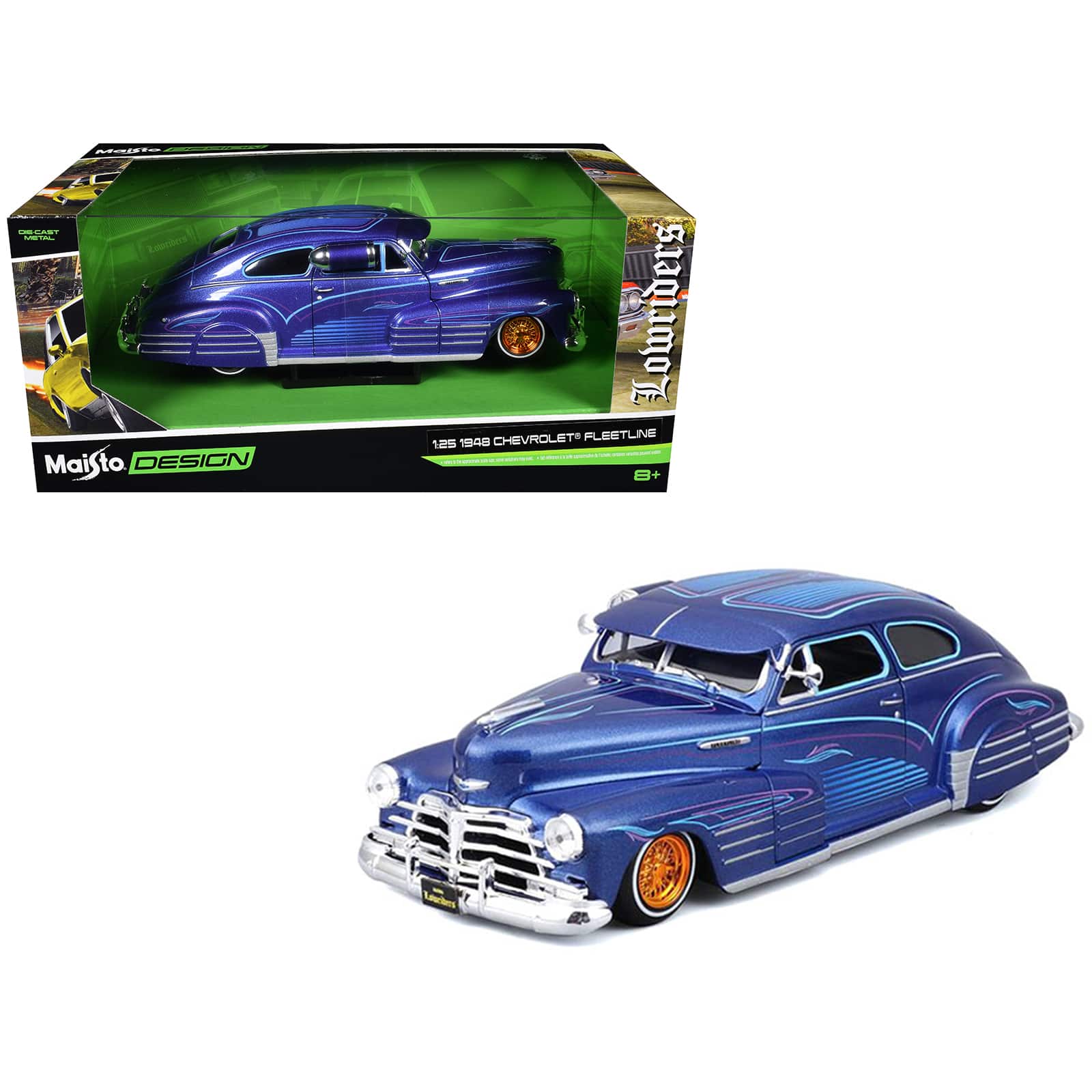 "1948 Chevrolet Fleetline Lowrider Blue Metallic with Graphics ""Maisto Design"" Series 1/25 Diecast Model Car by Maisto" price history on PriceWatchPro