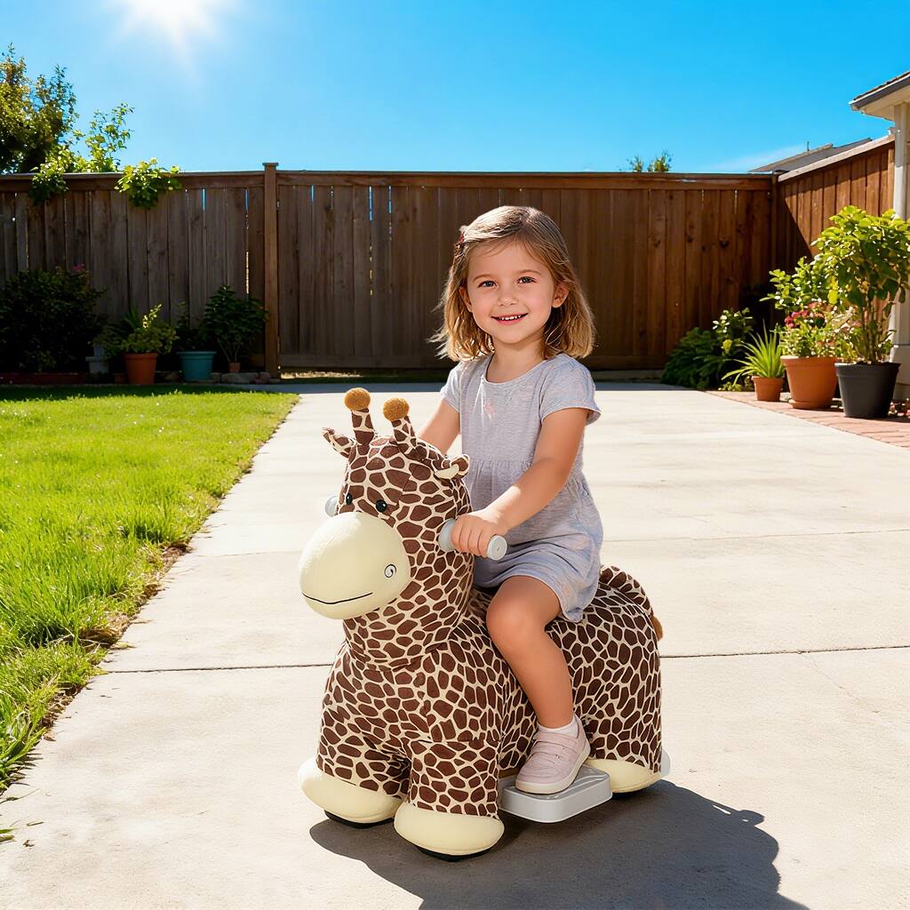 Alt View 1. Qaba - Electric Ride On Giraffe, 6V Battery Powered Ride On Toy with Washable Cover - Brown.