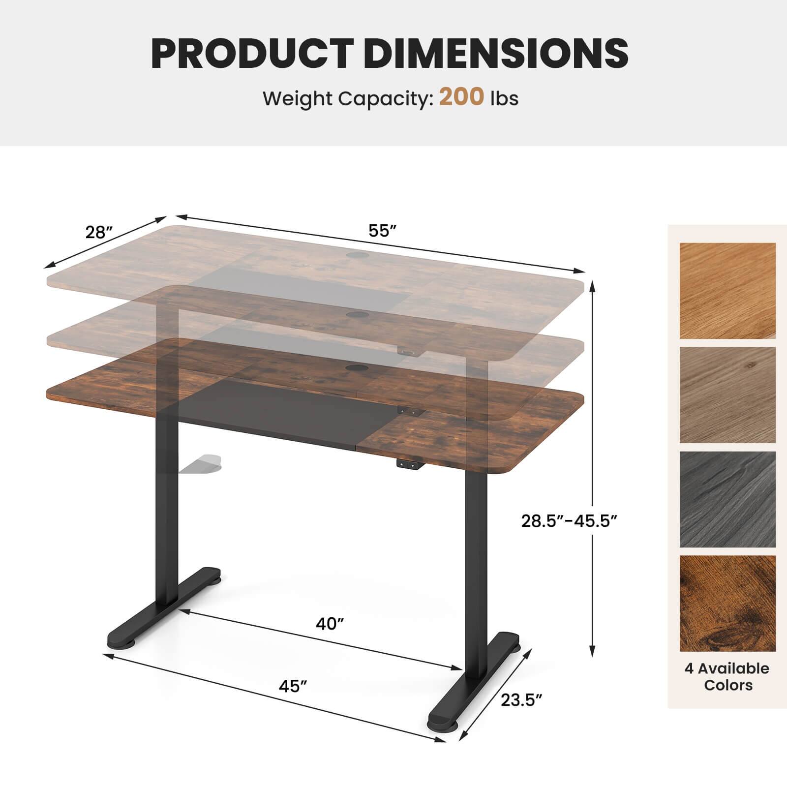PRODUCT DIMENSIONS Weight Capacity: 200 lbs 28" 55" 28.5"-45.5" 40" 45" 23.5" 4 Available Colors
