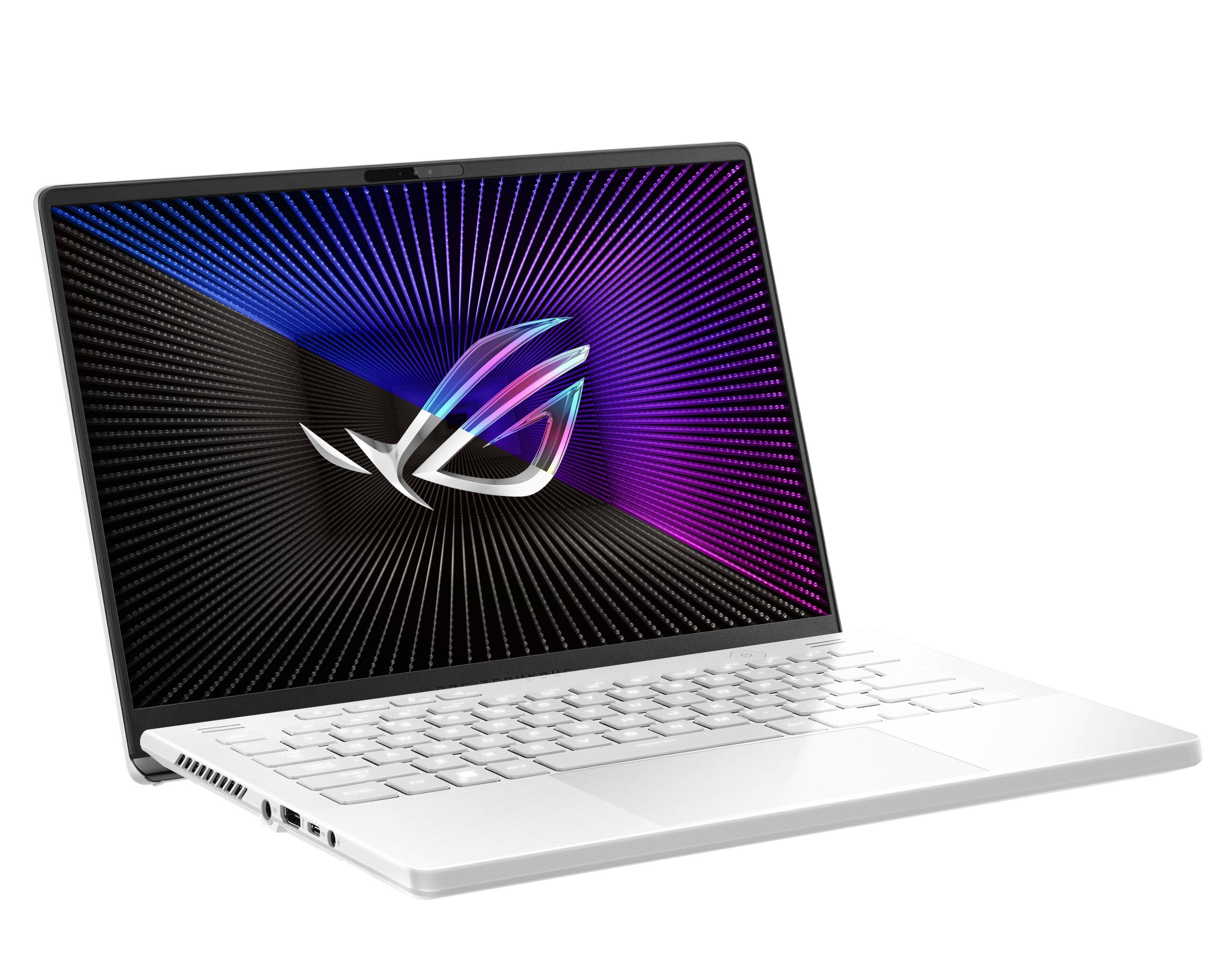Left. ASUS - ROG Zephyrus 14" 165Hz Gaming Laptop QHD - AMD Ryzen 9 7940HS with 32GB Memory - NVIDIA GeForce RTX 4090 - 1TB SSD - White.